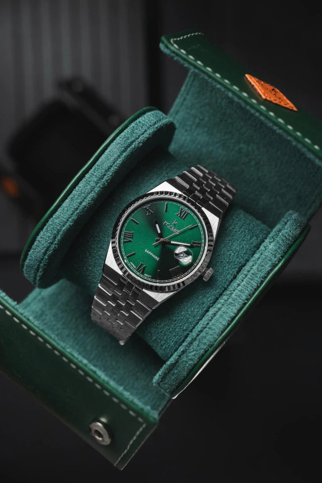 Reloj Kosmo 689-7-2 Colección Zafiro Plateado Esfera Verde