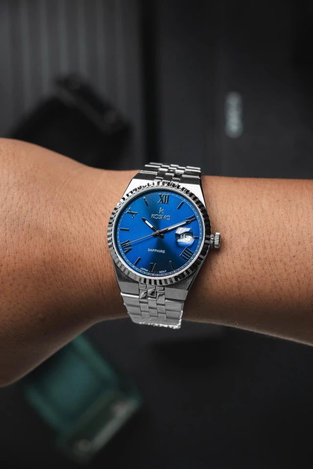 Reloj Kosmo 689-7-2 Colección Zafiro Plateado Esfera Azul