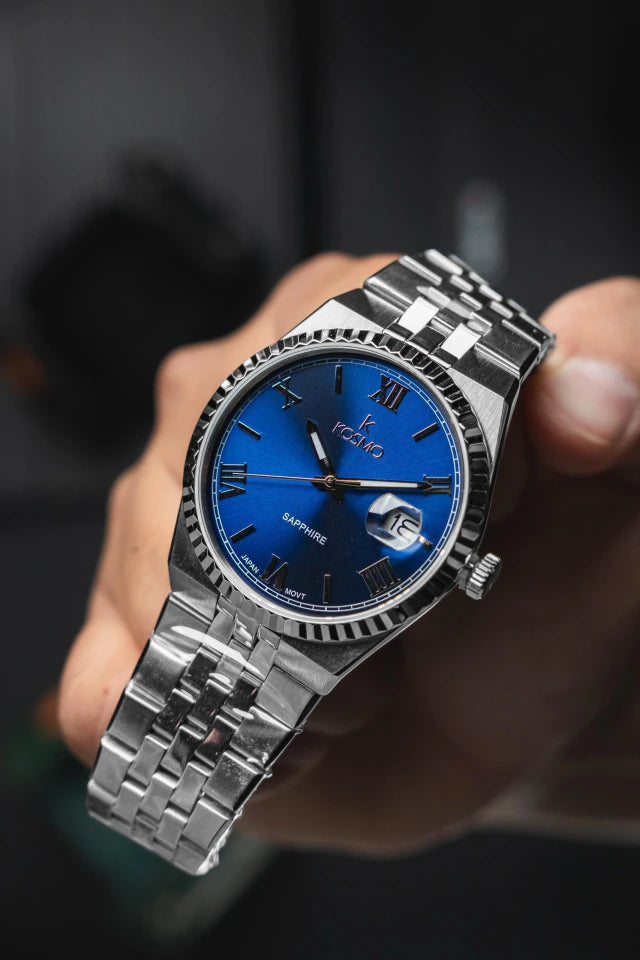 Reloj Kosmo 689-7-2 Colección Zafiro Plateado Esfera Azul