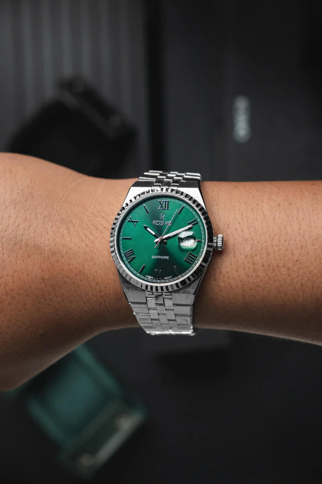 Reloj Kosmo 689-7-2 Colección Zafiro Plateado Esfera Verde