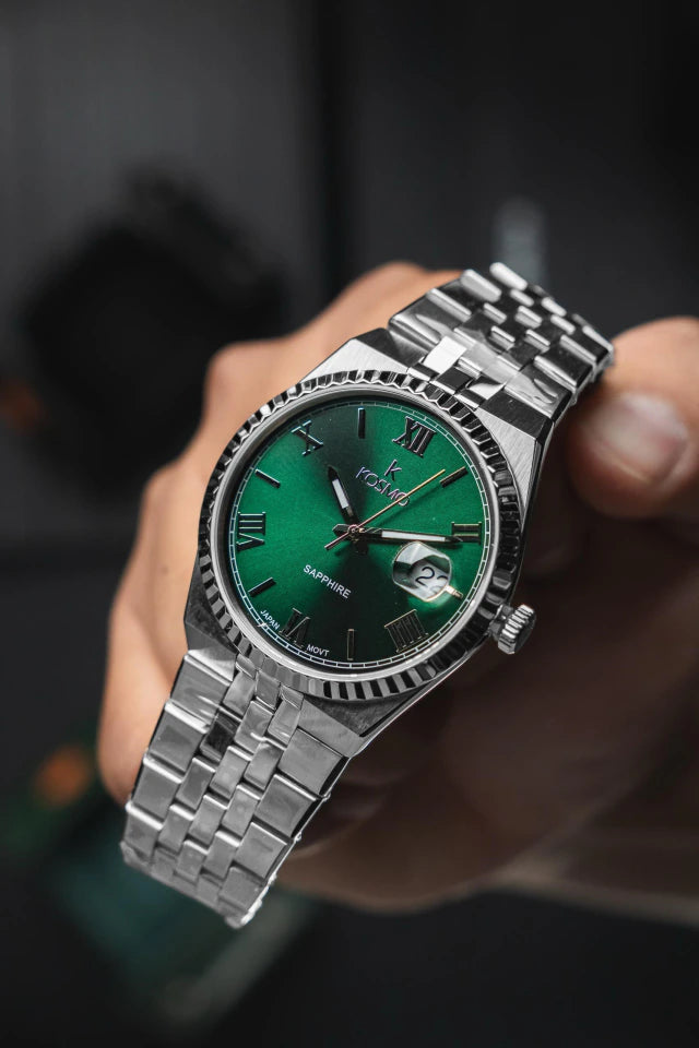 Reloj Kosmo 689-7-2 Colección Zafiro Plateado Esfera Verde