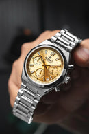 Reloj Kosmo 645-7-2 Cronógrafo Colección Zafiro Plateado Esfera Champaña