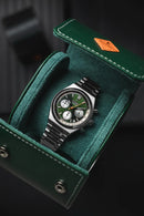 Reloj Kosmo 645-7-2 Cronógrafo Colección Zafiro Plateado Esfera Verde
