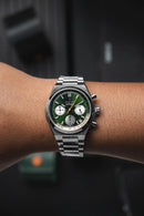Reloj Kosmo 645-7-2 Cronógrafo Colección Zafiro Plateado Esfera Verde
