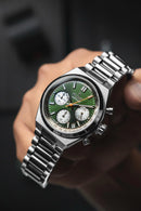 Reloj Kosmo 645-7-2 Cronógrafo Colección Zafiro Plateado Esfera Verde