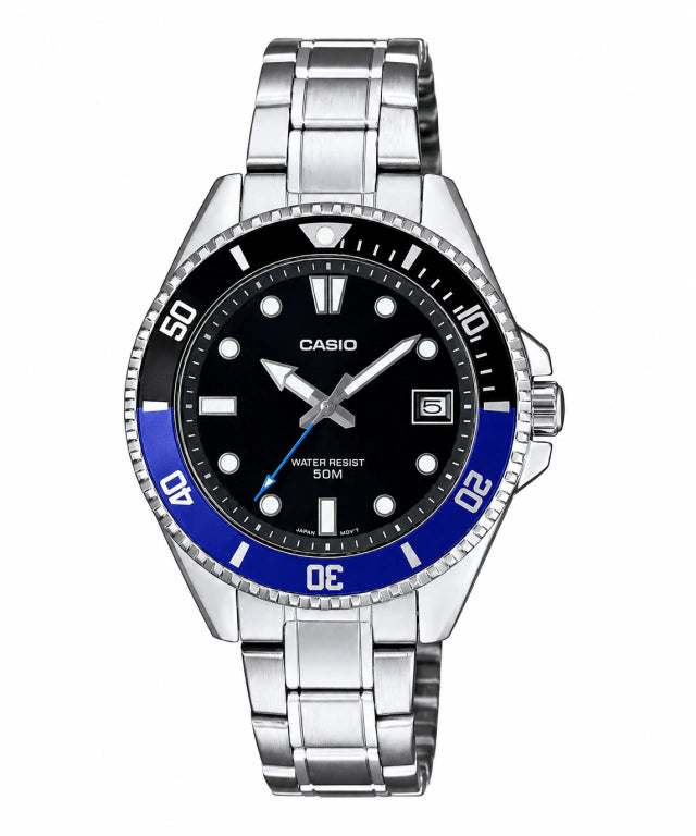 Reloj Casio MDV-10D-1A2VDF — Diver Analógico Bicolor Acero Negro Batman