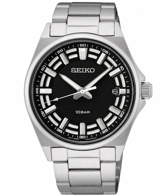 Reloj Seiko Discover More SUR505P1 — Cuarzo Analógico Acero Esfera Negra
