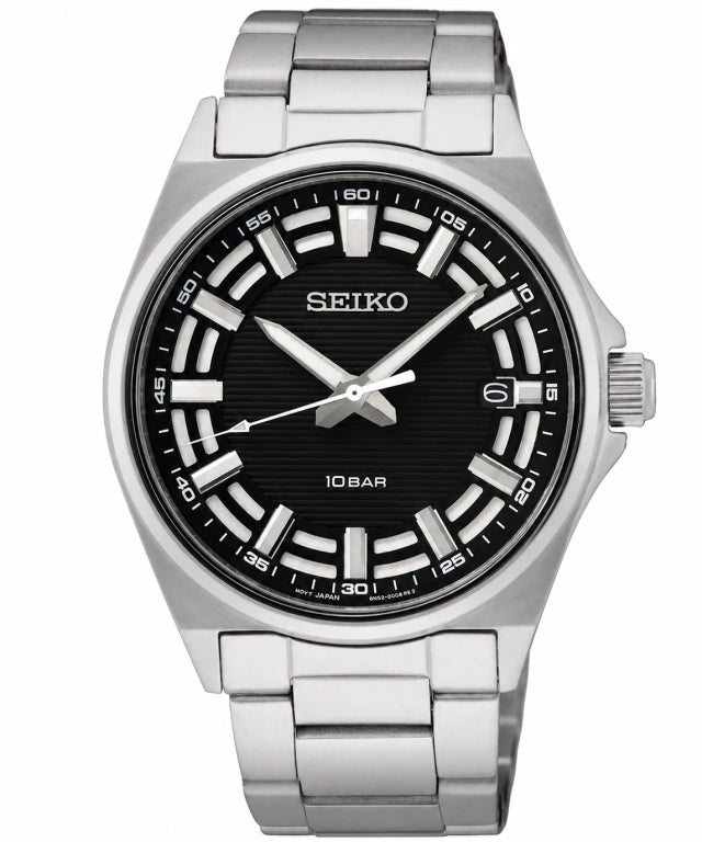 Reloj Seiko Discover More SUR505P1 — Cuarzo Analógico Acero Esfera Negra
