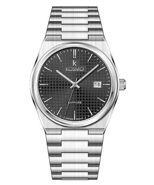 Reloj Kosmo S004S-VJ42 Colección Zafiro Plateado Esfera Negra
