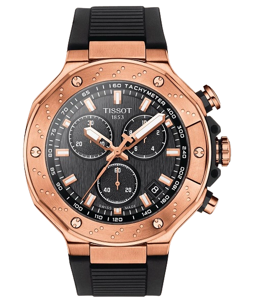 Reloj Tissot T-Race T141.417.37.051.00 — Cronógrafo Cuarzo Suizo 45mm Negro/Oro Rosa