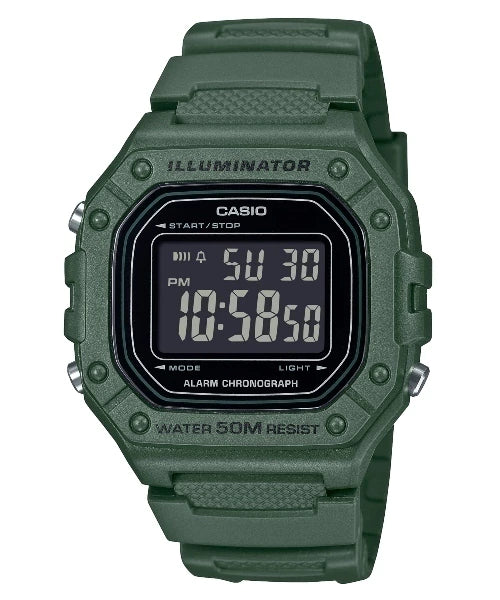 Reloj Casio W-218H-3BV — Digital Verde Deportivo